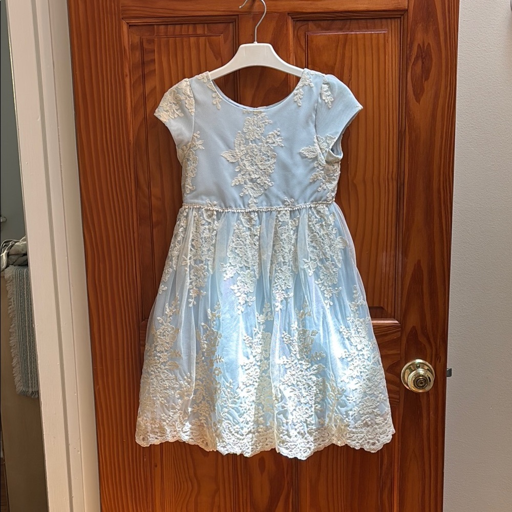 Pippa & Julie Blue A-Line Flutter Sleeve Dress